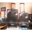 Loa vali kéo KVG A130-Q10S Audio 2.0 (300W, Bluetooth, USB, thẻ nhớ, Guitar IN, Out) da Nâu, Bass trầm