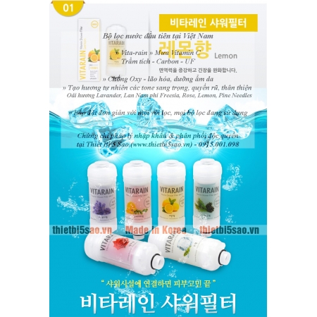 Đầu lọc nước tại vòi sen Vitamin C dưỡng da, Hàng nhập khẩu chính hãng VitaRain Hàn Quốc