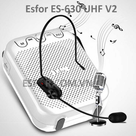 Máy trợ giảng ESFOR ES-630 UHF V2 Hàn Quốc 30W, Loa Bluetooth 5.0 Micro không dây ES630 UHF phiên bản mới 2022