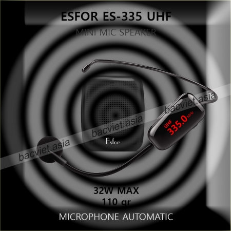 Máy trợ giảng không dây ESFOR ES-335 UHF Hàn Quốc sản xuất, Loa ES335 loại tốt, giá rẻ