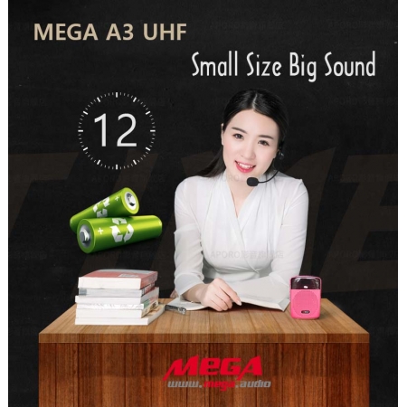 MEGA A3 UHF Máy trợ giảng không dây nhỏ gọn, Loa Mini trong êm công suất lớn
