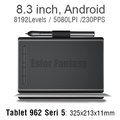 Bảng vẽ Điện tử Graphics Tablet 962 Seri 5, Android, Win, Mac, 8.3 inch, lực nhấn 8192