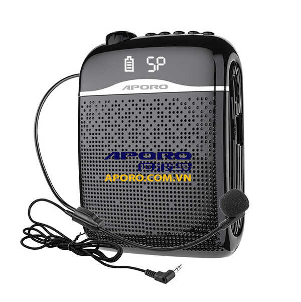 Máy trợ giảng không dây Aporo T21: Loa trợ giảng kèm Tai nghe mic Bluetooth 2.4G (Đen)