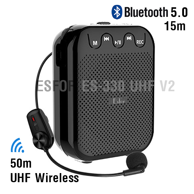 Máy trợ giảng Hàn Quốc Esfor ES-330 UHF V2, micro không dây 3 cách dùng, loa ES330 UHF V2 loa Bluetooth 5.0