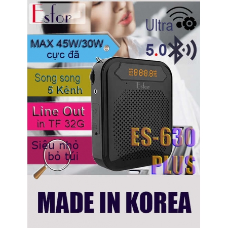 Máy trợ giảng Hàn Quốc ESFOR ES-630 Plus Bluetooth 5.0 Line out 5 kênh song song