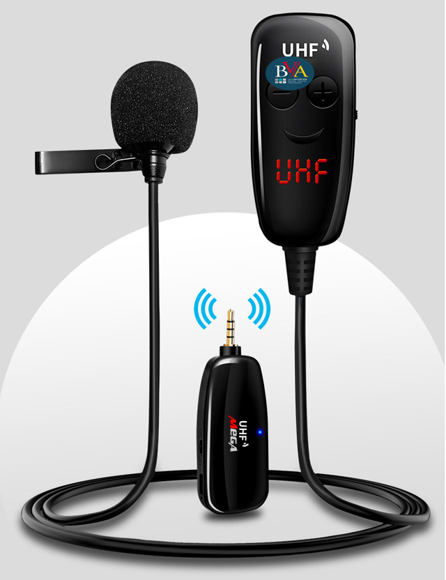 Micro cài áo không dây UHF MeGa Audio cho điện thoại, laptop, máy quay, mic cài ve áo